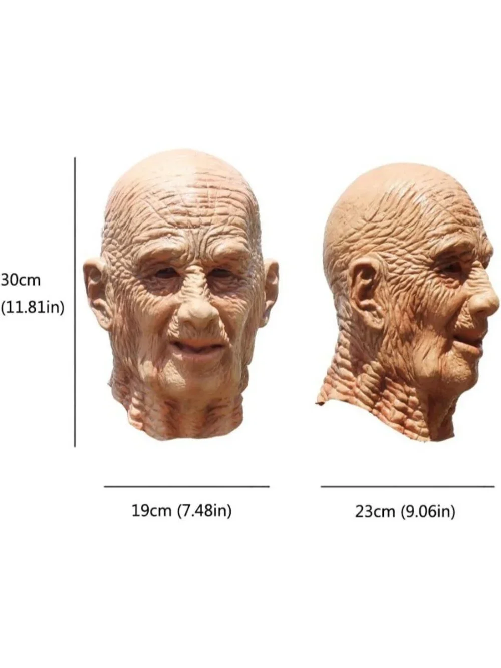 Old Women's Creepy Grandpa Realistic Halloween Latex Human Wrinkle Face Mask
